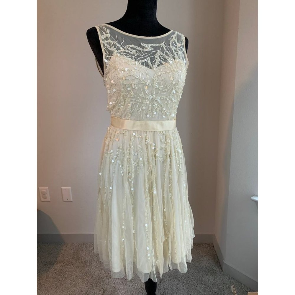 Aidan Mattox beaded with sequins white dress size